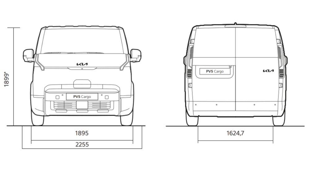 Kia PV5 Cargo breedtes