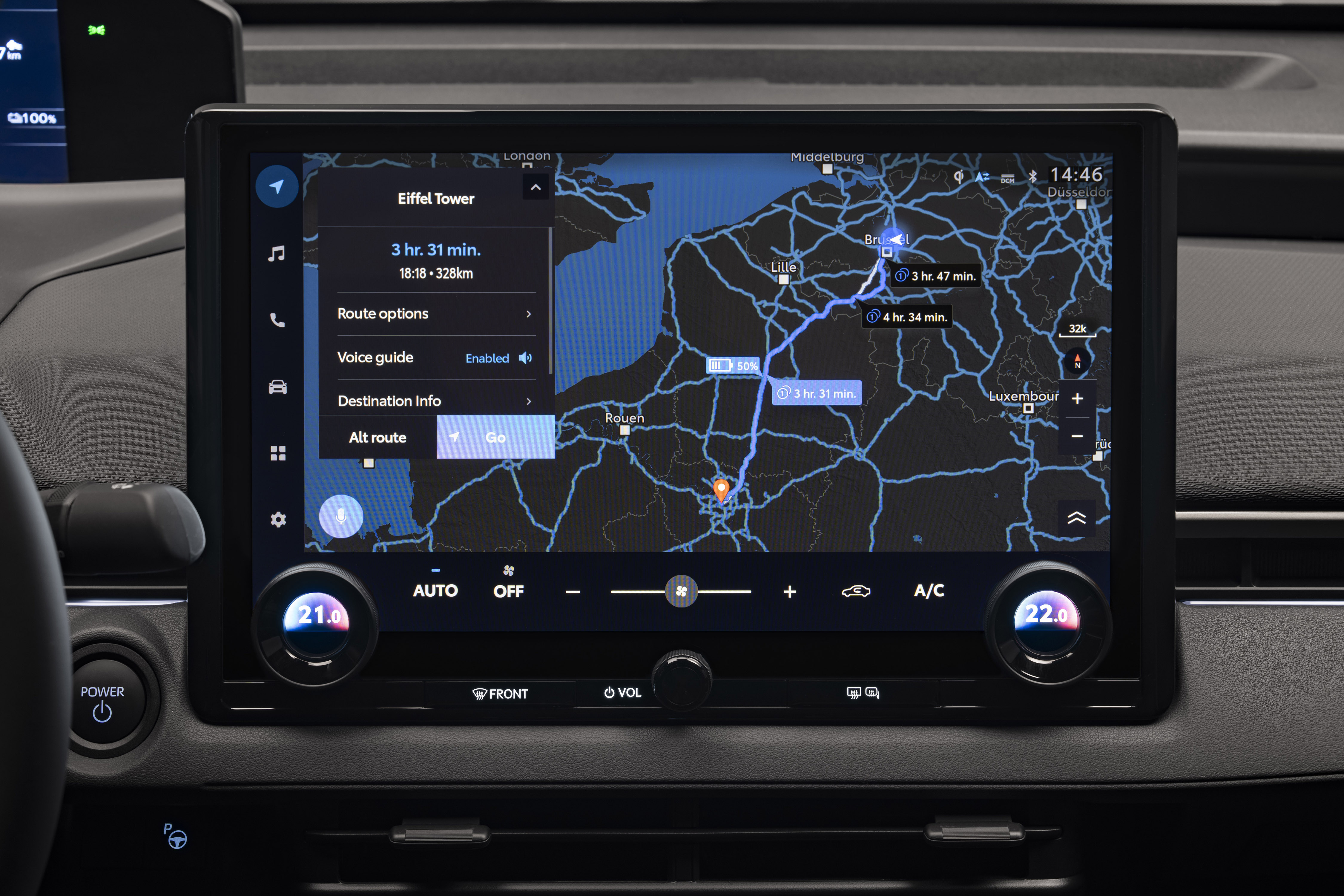 Nieuwe Toyota bZ4X routeplanner
