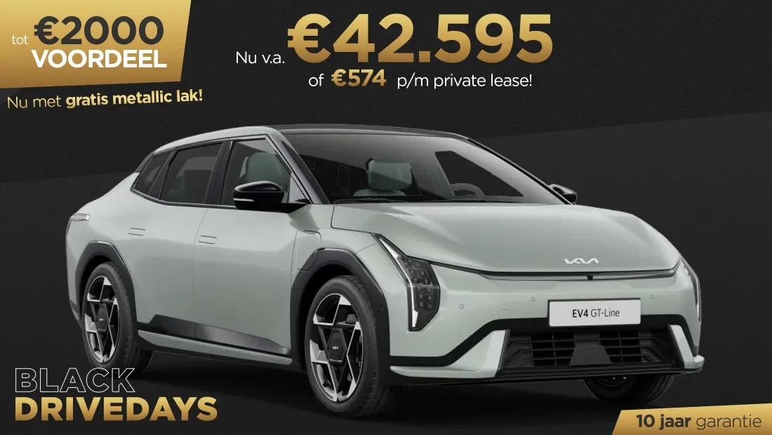 Kia EV4 Fastback Black Drivedays Actie Kooijman Autogroep
