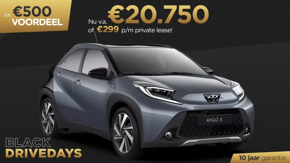 Toyota Aygo X Black Drivedays Actie Kooijman Autogroep